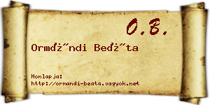 Ormándi Beáta névjegykártya